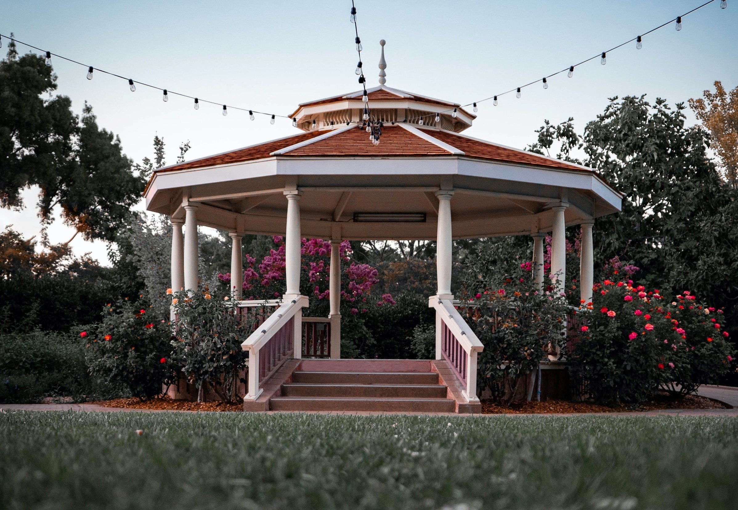 Outdoor Kitchen and Pavilion Aesthetics showcasing a beautiful gazebo ready for a summer kitchen with new landscaping and lights