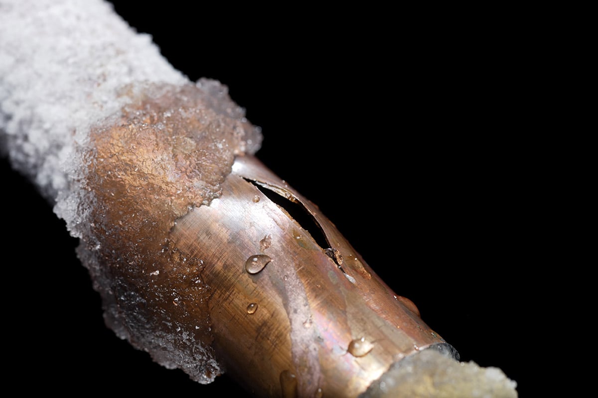 burst outdoor kitchen pipe